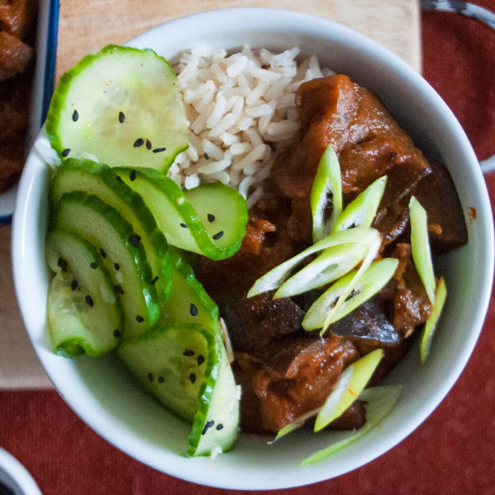 Spicy Eggplant Rice Bowl