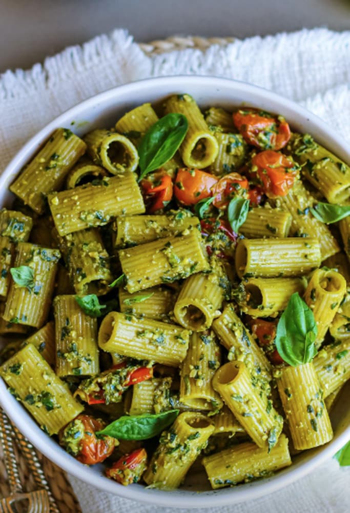 Pesto Pasta with Roasted Tomatoes