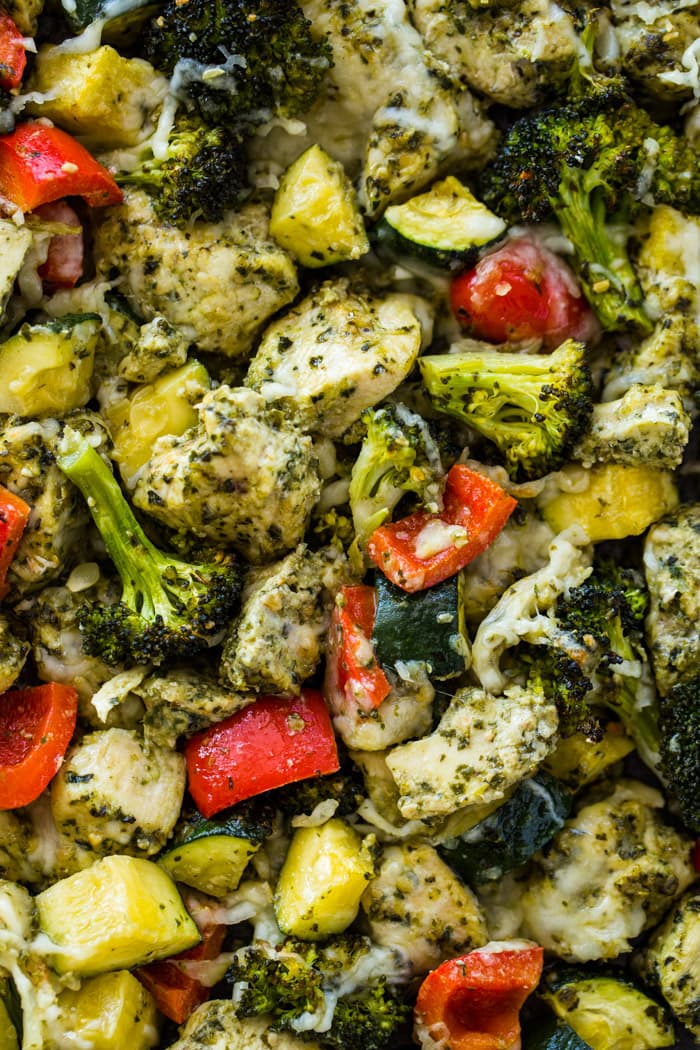 Pesto Chicken with Roasted Vegetables