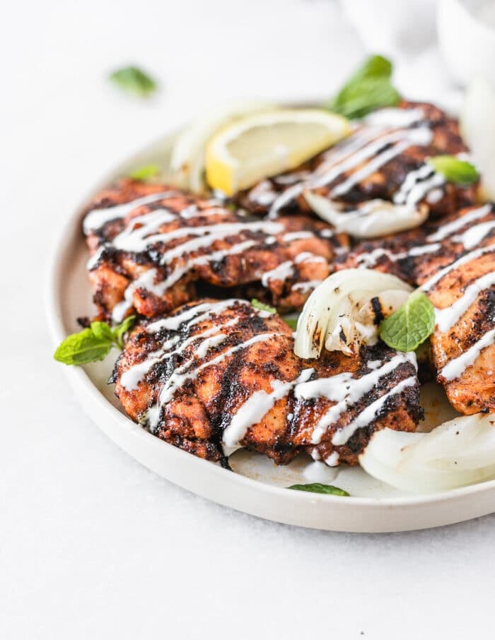 Harissa Grilled Chicken with Yogurt Sauce