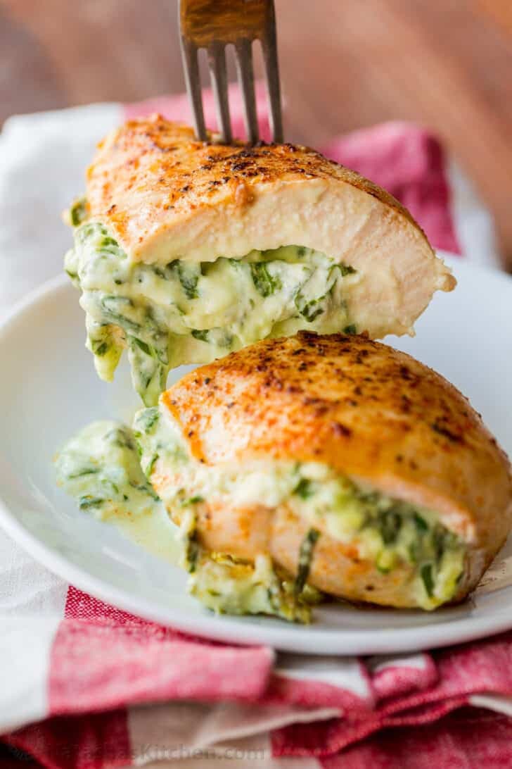 Spinach and Parmesan Stuffed Chicken Breast