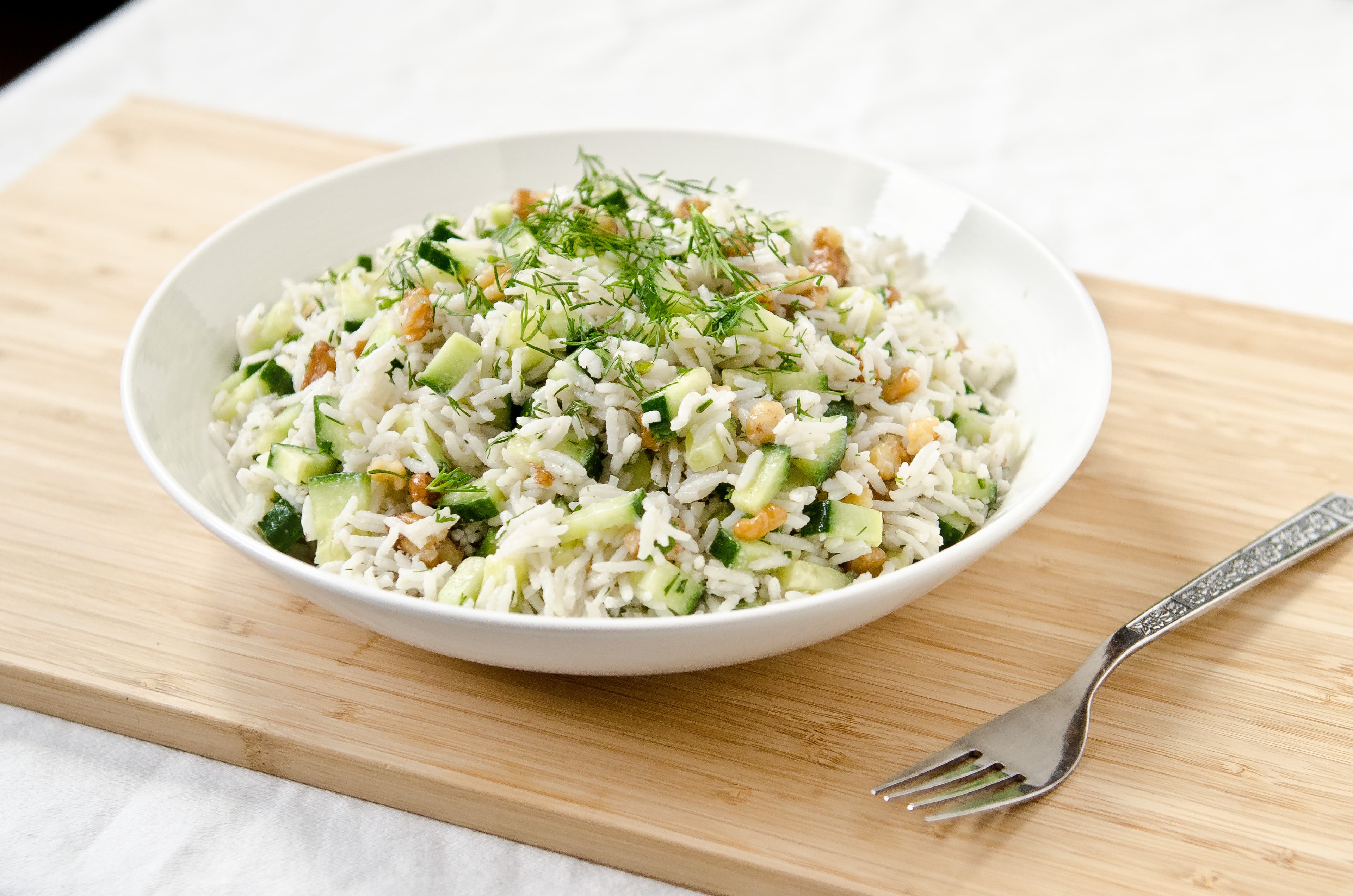 Cucumber Rice Salad with Curry Dressing
