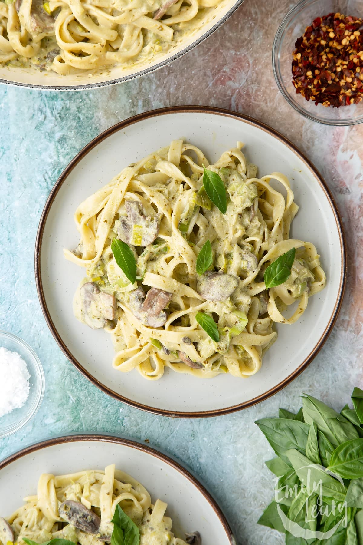 Creamy Mushroom and Basil Pesto Pasta