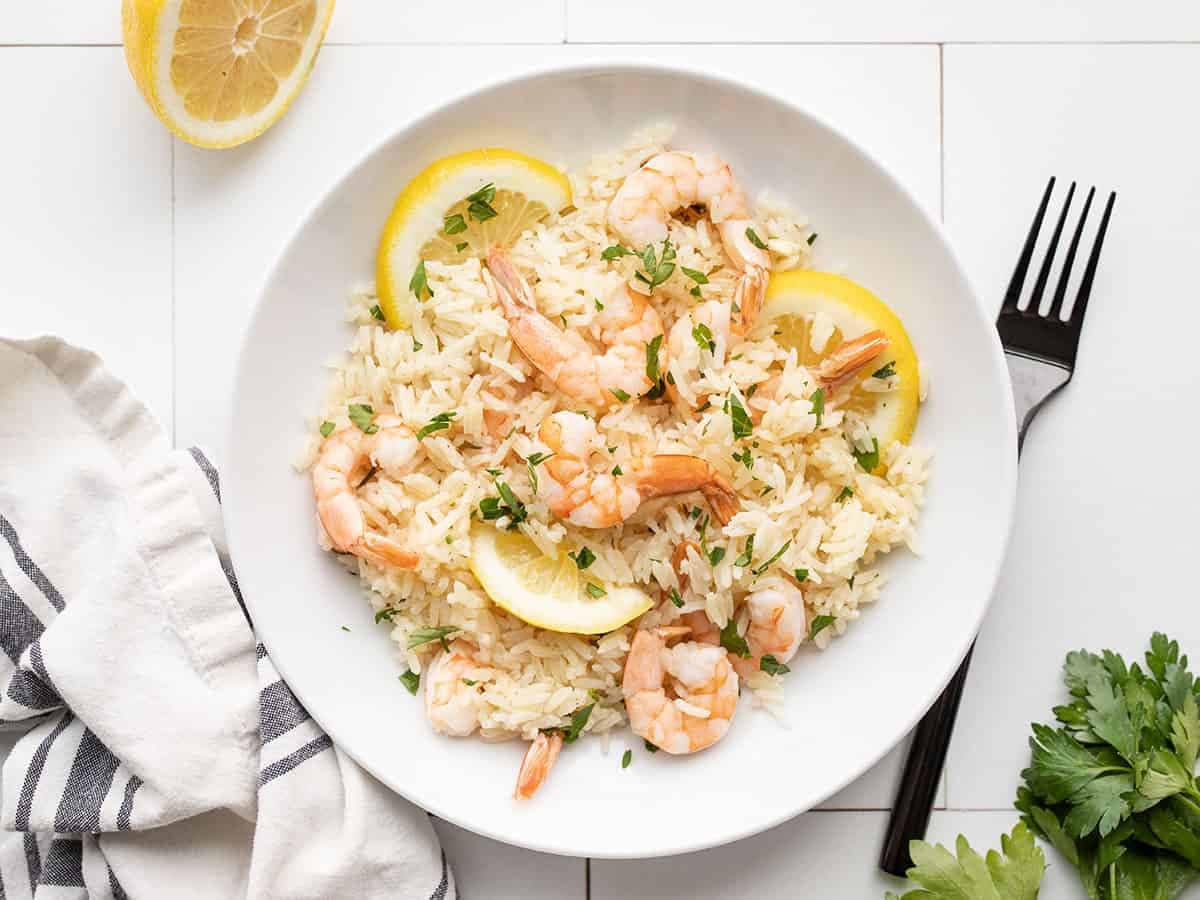 Lemon Garlic Shrimp with Rice