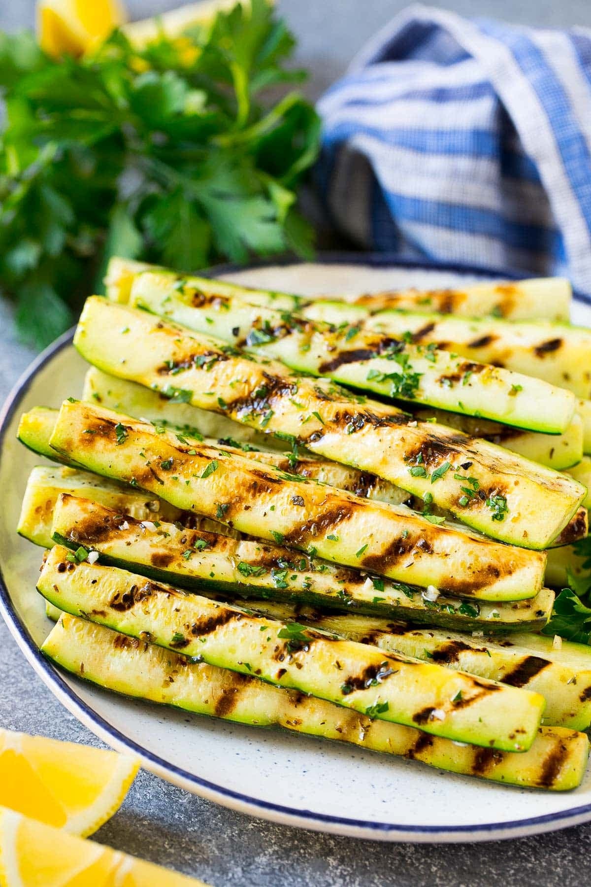 Grilled Zucchini with Lemon and Herbs