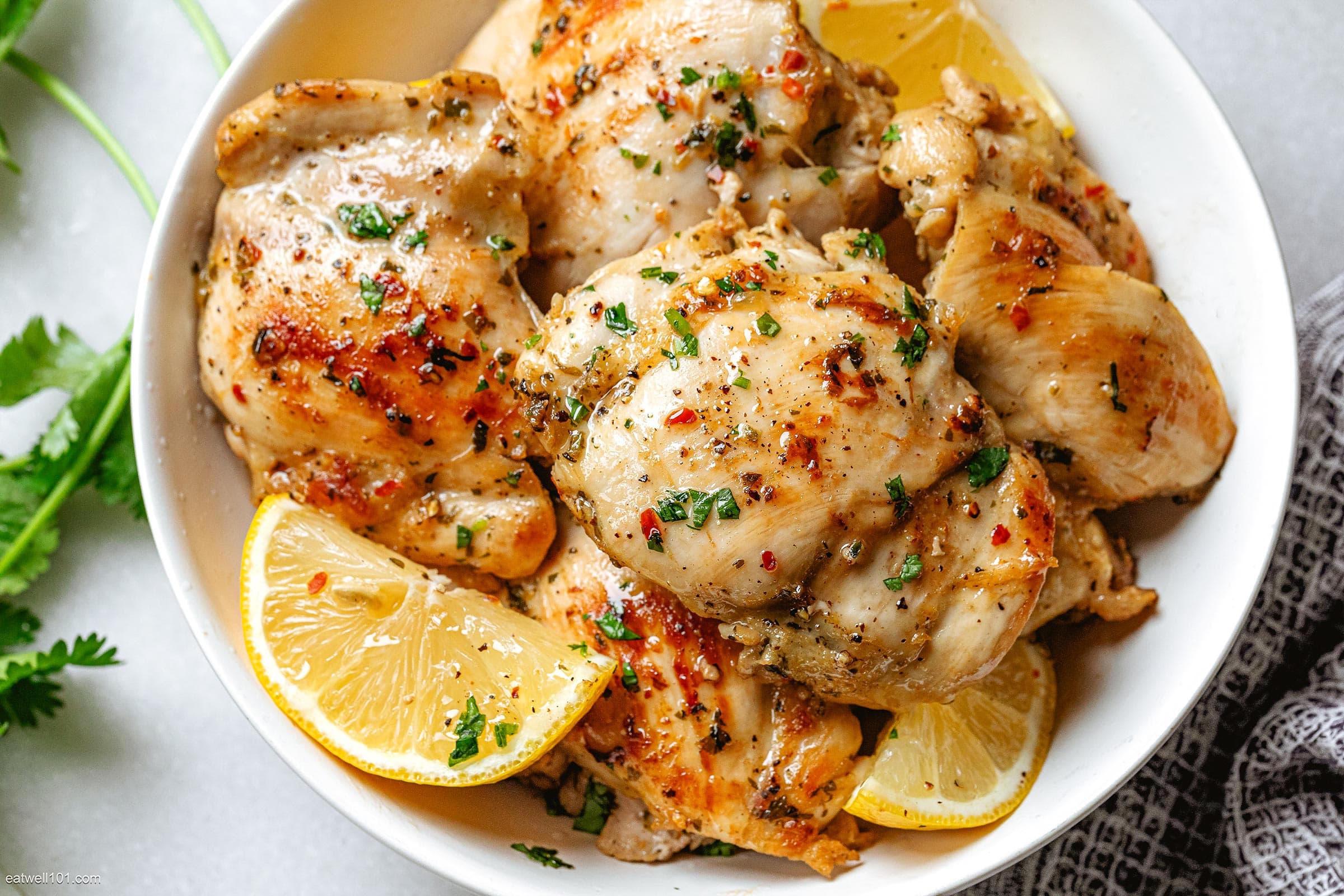 Garlic-Lemon Chicken Thighs with Rice