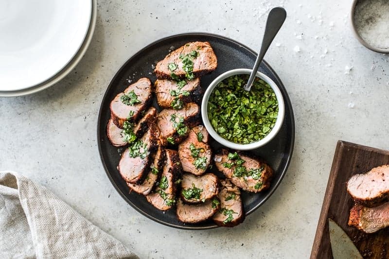 Grilled Pork Loin with Herb Sauce