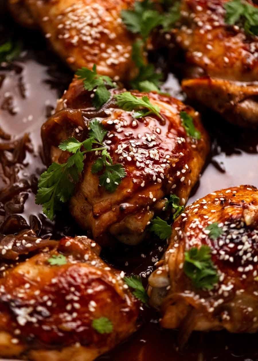 Paleo Sticky Honey Soy Chicken Thighs