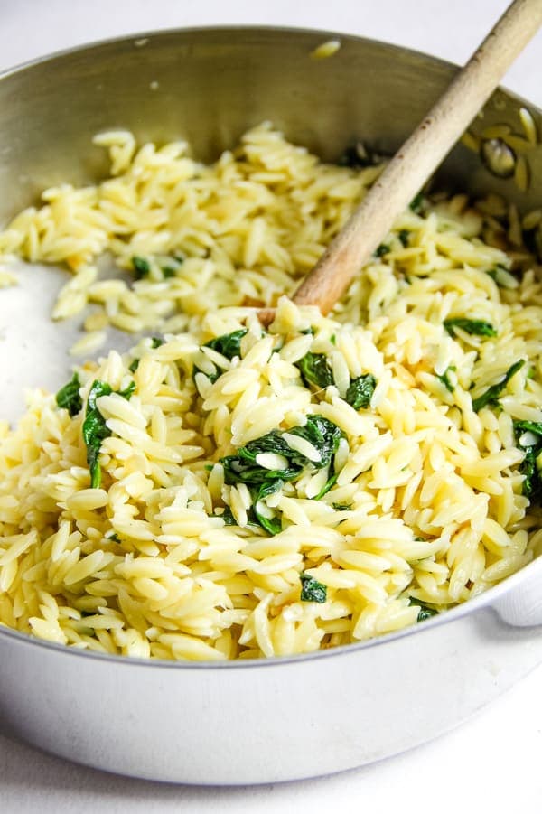 Cheesy Spinach Orzo