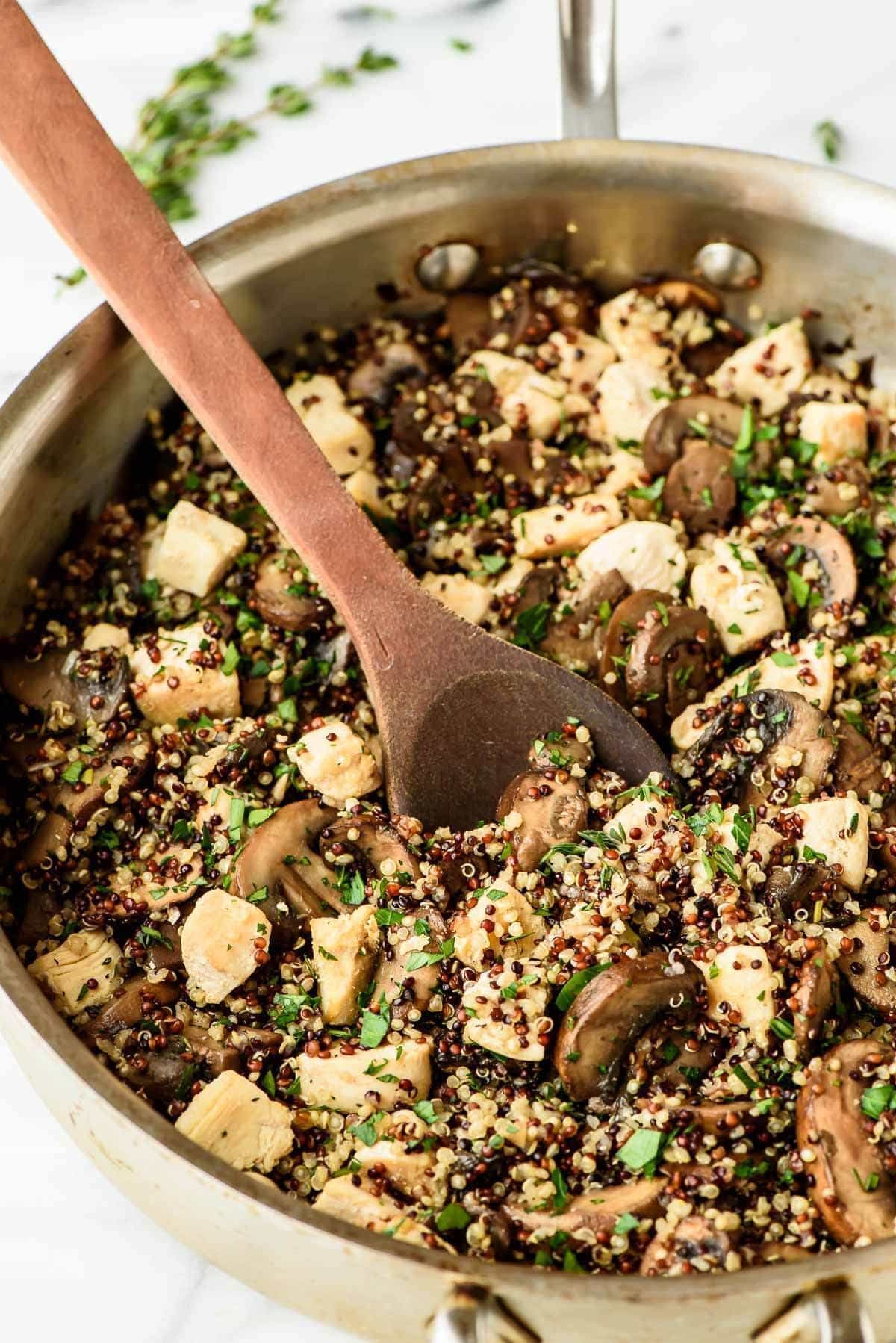 Mushroom Chicken Quinoa Bowl
